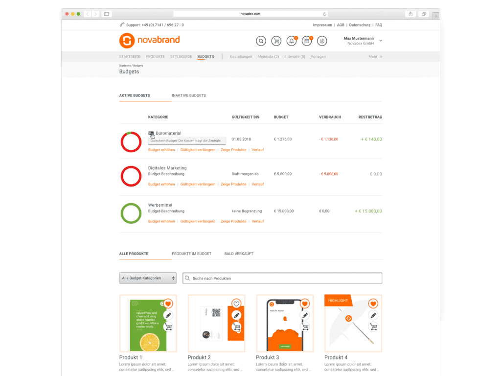 Budgetplanung mit novabrand